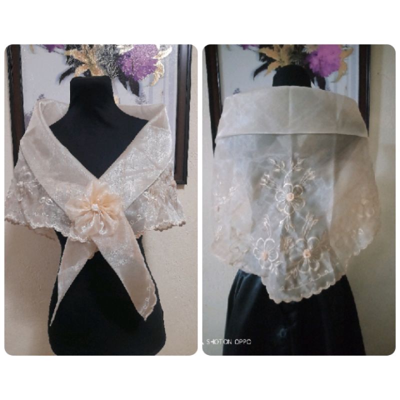 Filipiniana Alampay with flower Brooch | Shopee Philippines