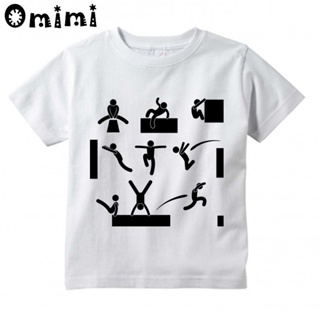 HfKZ▼Boys/Girls Evolution Of Parkour Born To Jump Printed T Shirt Kids Short Sleeve Tops Children& #2