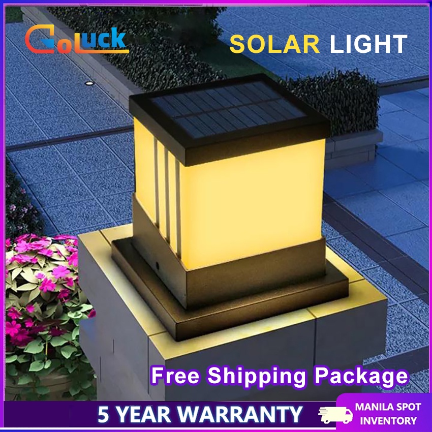 3Color Solar Post Light Outdoor Waterproof Pillar Lights Warm White