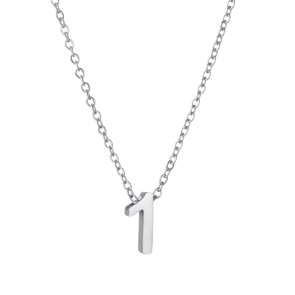 Silver Color Cute Number 0 1 2 3 4 5 6 7 8 9 Pendant Birthday Lucky Number Charm Necklace Rolo Chai