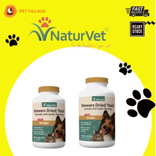 NATURVET Brewers Dried Yeast Formula with Garlic Flavoring Plus Omegas For Dogs & Cats 500/1000 Tablets
