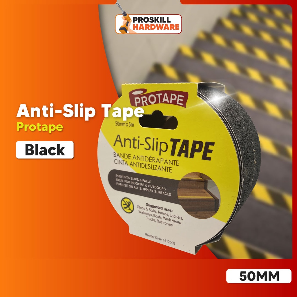PROSKILL HARDWARE Anti Slip Floor Tape PVC Black Protape 50/25MM Safety