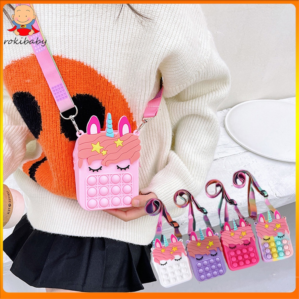 Rokibaby pop it bag unicorn bag pop it wallet Messenger Bag Shoulder