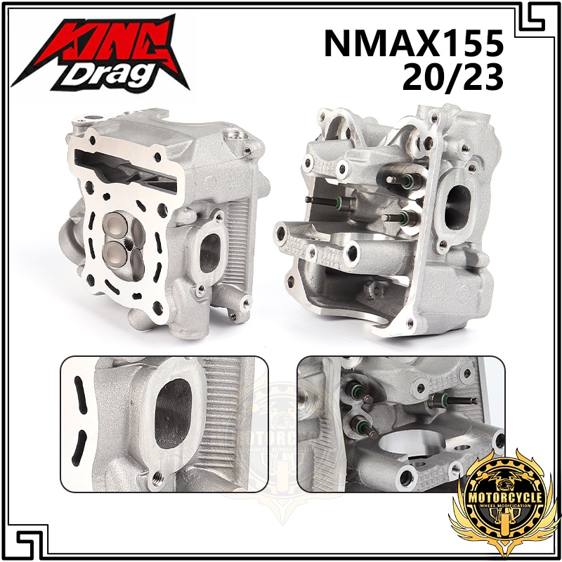 King Drag Original Cylinder Head 4 Valves CNC NMAX V1 AEROX V1 NVX 20/23mm(Head & Valves