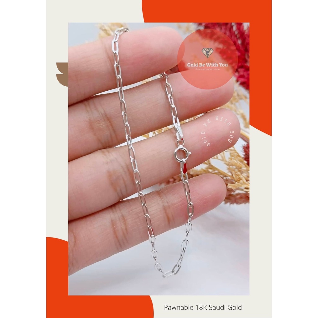 Pawnable 18k Saudi White Gold Paperclip Bracelet Shopee Philippines