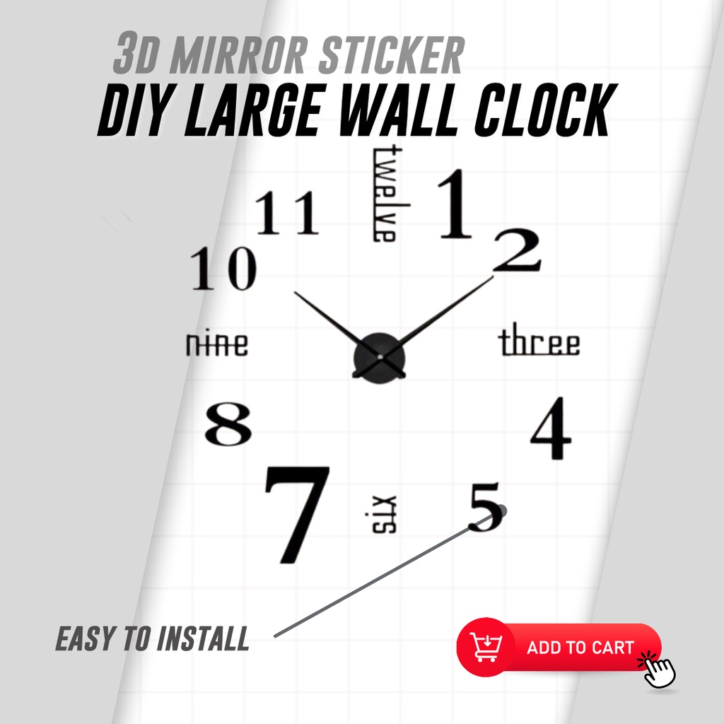 Original and High Quality DIY Large Wall Clock DIY Wall Clock 3D Mirror