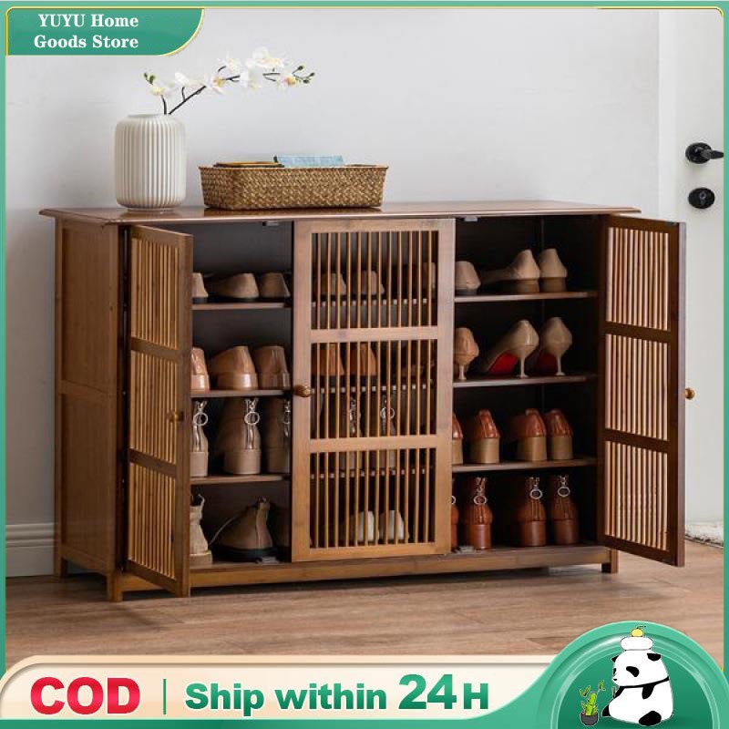 Shoe Wooden with Door MultiFunctional Shelf Shoe Storage