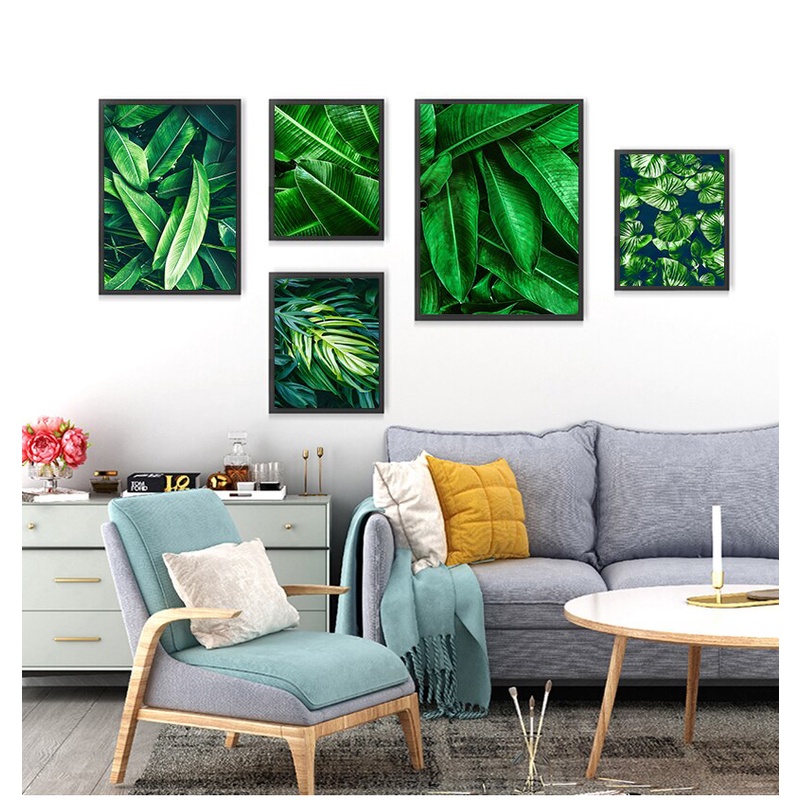 Green Plants Palm Monstera Big Leaf Wall Art Print Canvas Painting Nordic Posters And Prints Wall Pictures For Living Room Decor