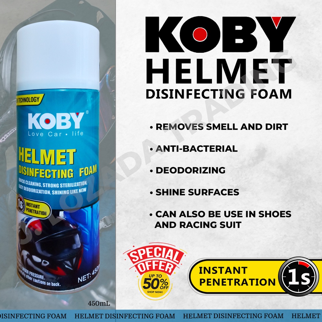 ORIGINAL KOBY HELMET FOAM SPRAY 450ML Disinfectant Foam Spray for