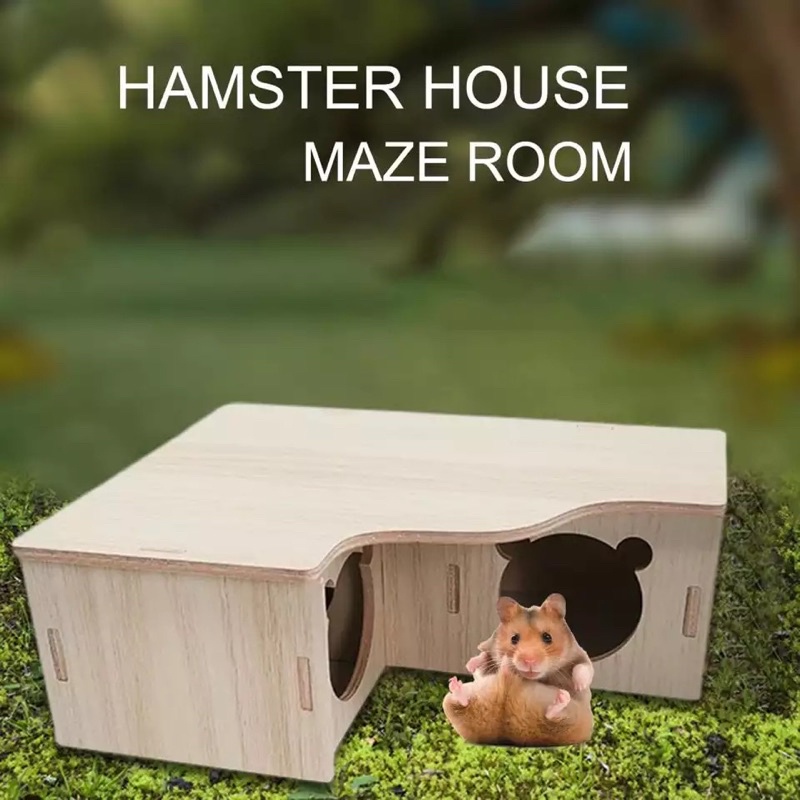 3Chamber Wooden Hide for Hamsters (2 Designs Available) Shopee