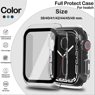 For iWatch Series 8 Series 1/2/3/4/5/6/7 SE Tempered Glass Screen Full Protective Case