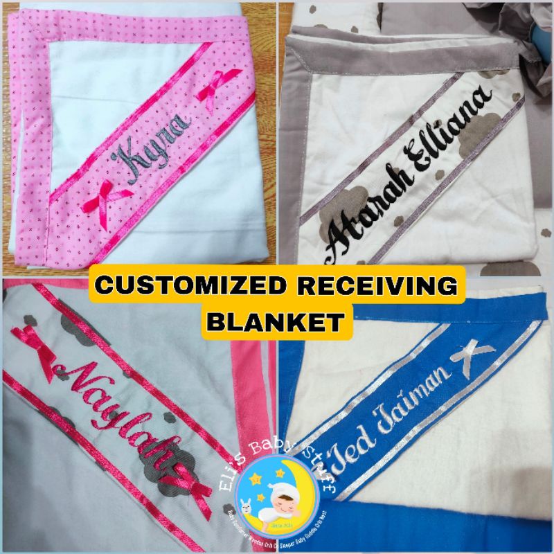 Eli's Customized Receiving Blanket / Pranela Blanket with name Shopee