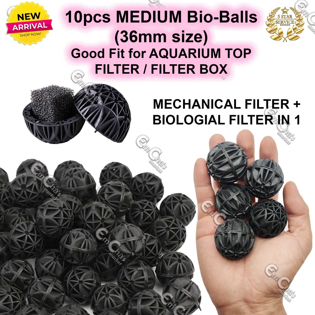 ●10pcs Bio Balls Medium 36mm Size Bio-Balls Aquarium Mechanical Filter Aquarium Biological Filter A #4