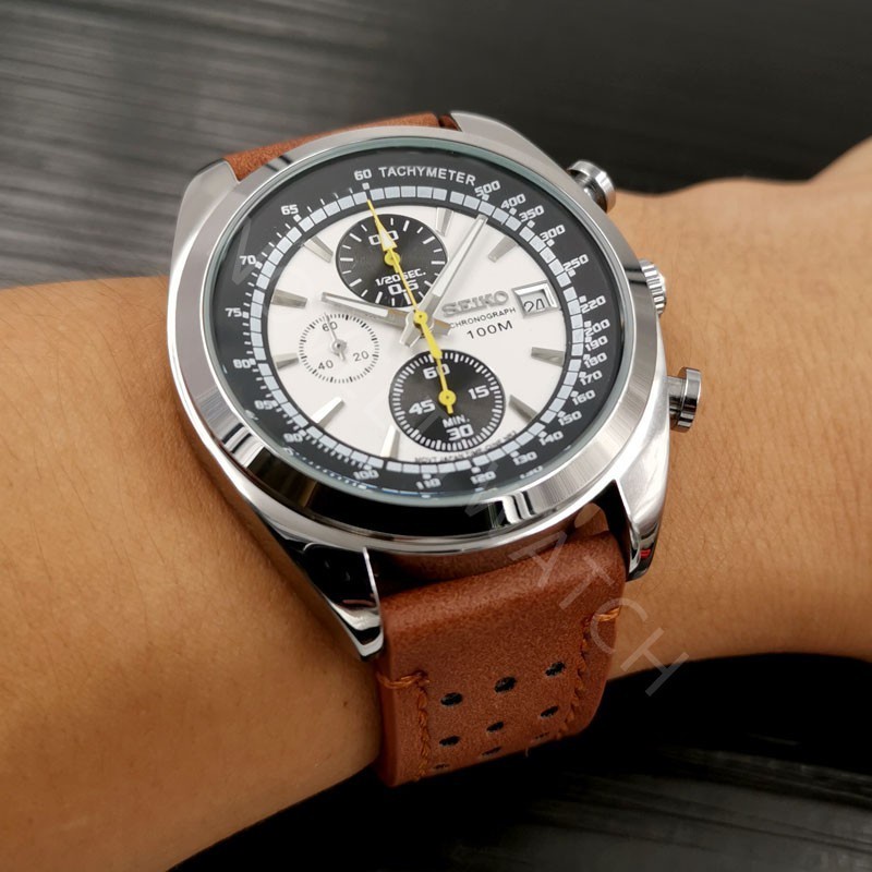 Seiko 1950 Waterproof Calendar Casual Quartz Six-Hand Multifunction World Chronograph Leather Strap