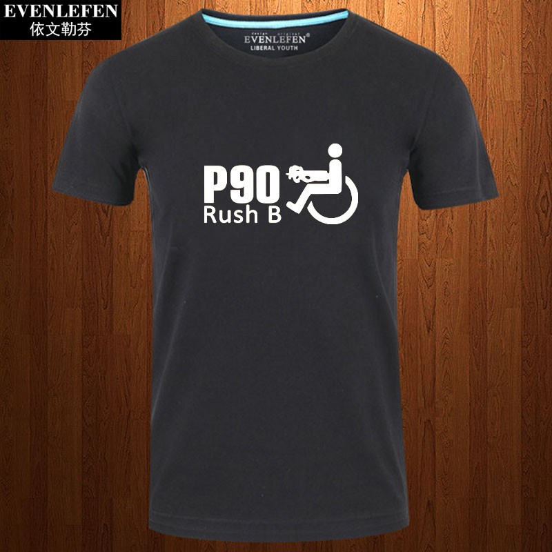 C csgo Anti-Terrorist Elite Merchandise t-Shirt Short-Sleeved Male Couple rush b p90 Printed Game Cotton Top Clothes t ◆