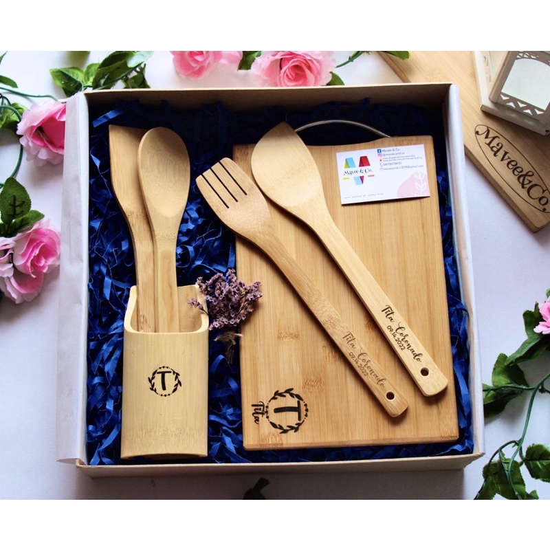 MAVEE Personalized Engraved Wooden kitchen Tools Gift Set Shopee Philippines