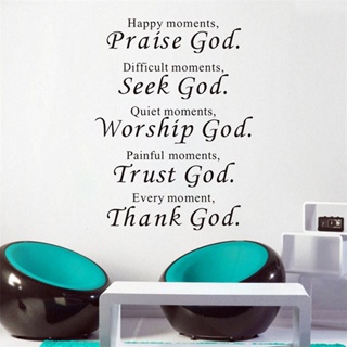 ◈Bible Wall Stickers Praise Seek Worship Trust Thank God Christian Bless Quote Wall Decal DIY Living #2