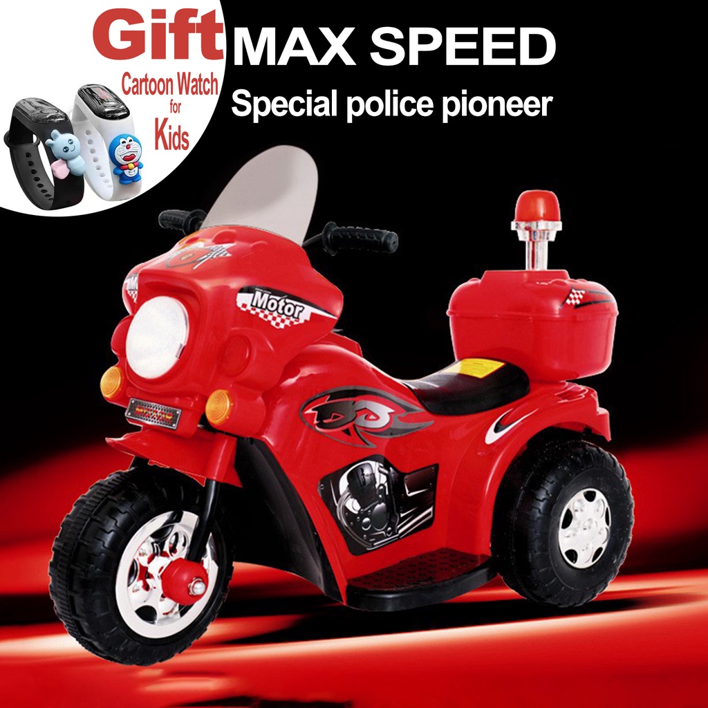 Kids electric motorbike rechargeable ride on toys can sit on three wheeled Police  Motorcycle car | Shopee Philippines