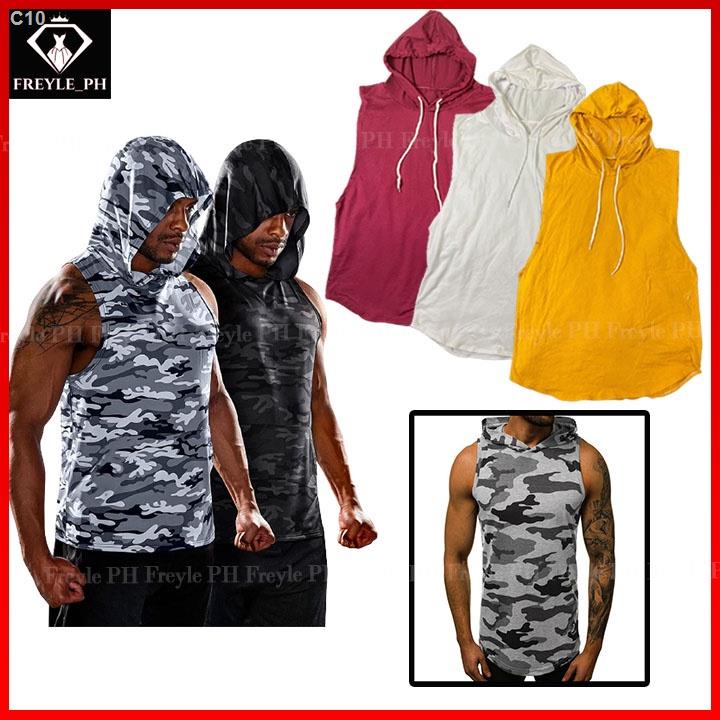 mens fashion COD☑ SALL!! Men's ♟Drake Muscle Tee Hoodie Camouflage Gym Stretchable Cotton Workout Sa #6