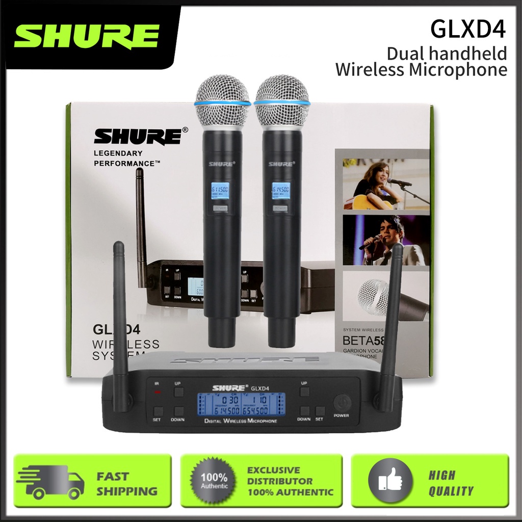 Shure GLXD4 Dual Wireless Microphone Adjustable Microphone Frequency 
