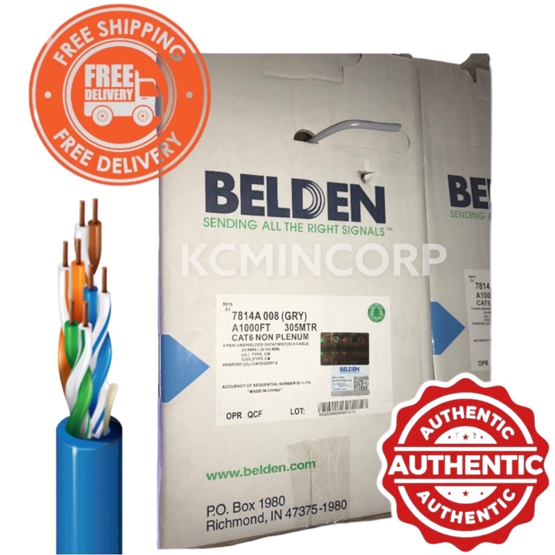 Authentic Belden Cat6 7814a(305meters) - Blue Or Gray 