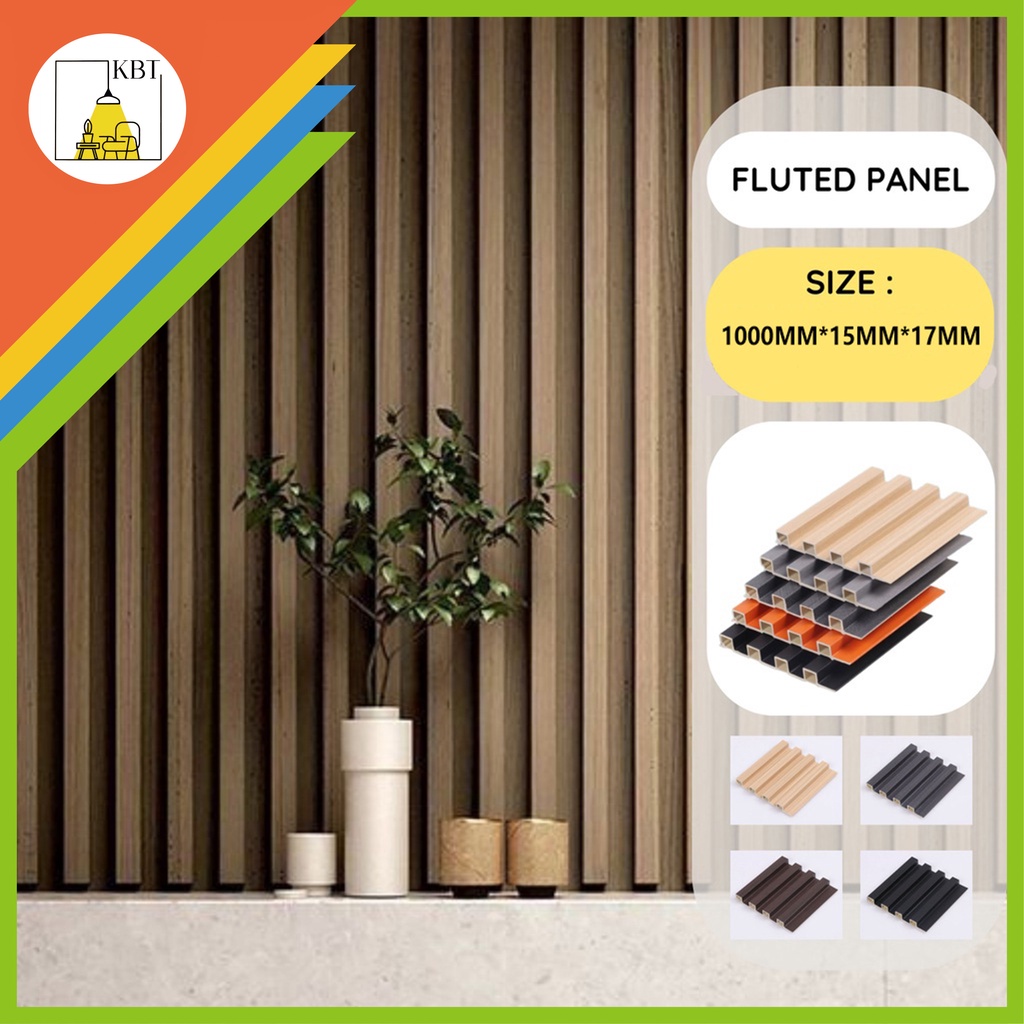 WPC Fluted Wall Panel Wood Sticker Waterproof Grille Design Ecological