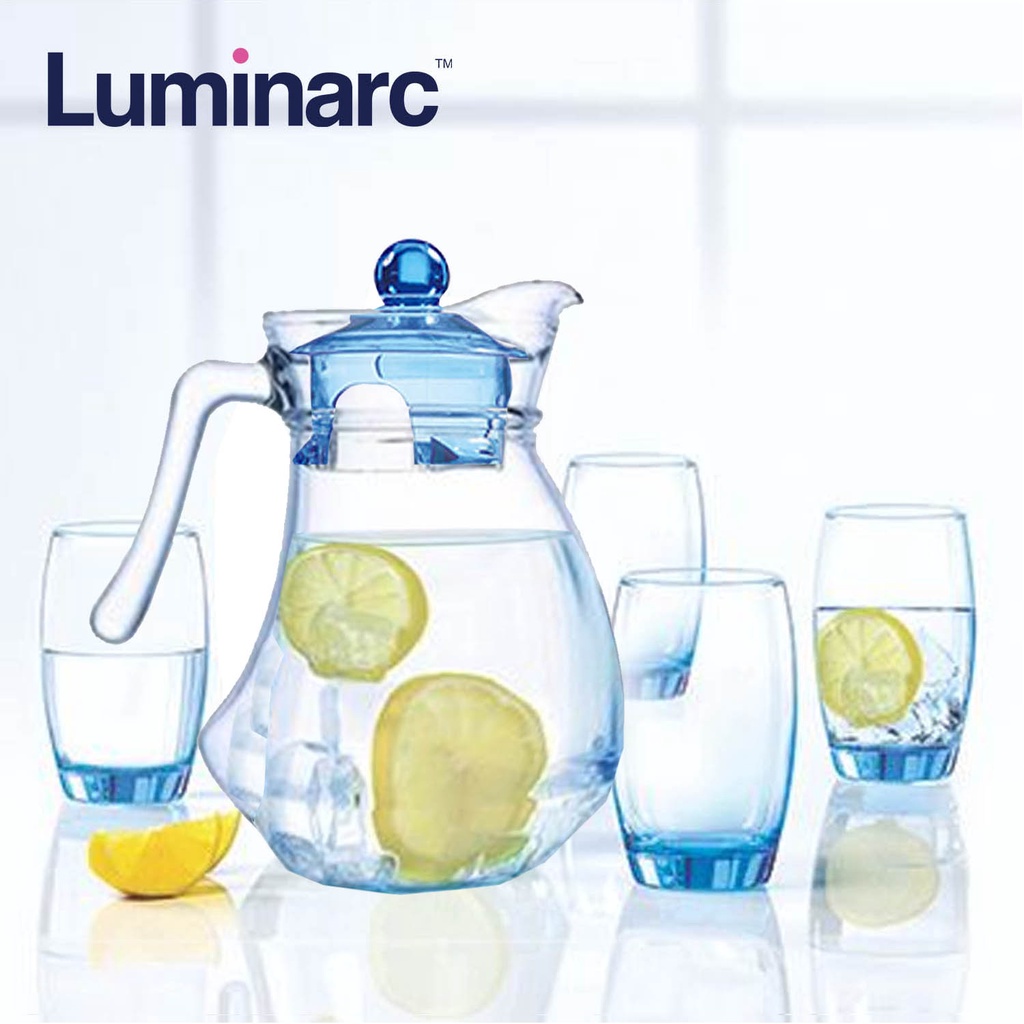 Luminarc L0470l0535 Arc Boisson 5pc Ice Blue Drink Set Water Set Jug And Drinking Glass Set 8210