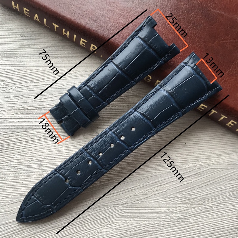 Anti-sweat cowhide strap 25*13mm Black Brown adapter Patek Philippe 5711/5712 co
