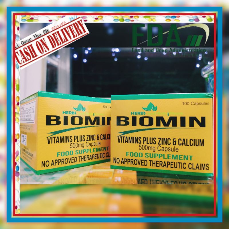 BIOMIN VITAMINS PLUS ZINC & CALCIUM 500mg FOOD SUPPLEMENT 100 CAPSULES