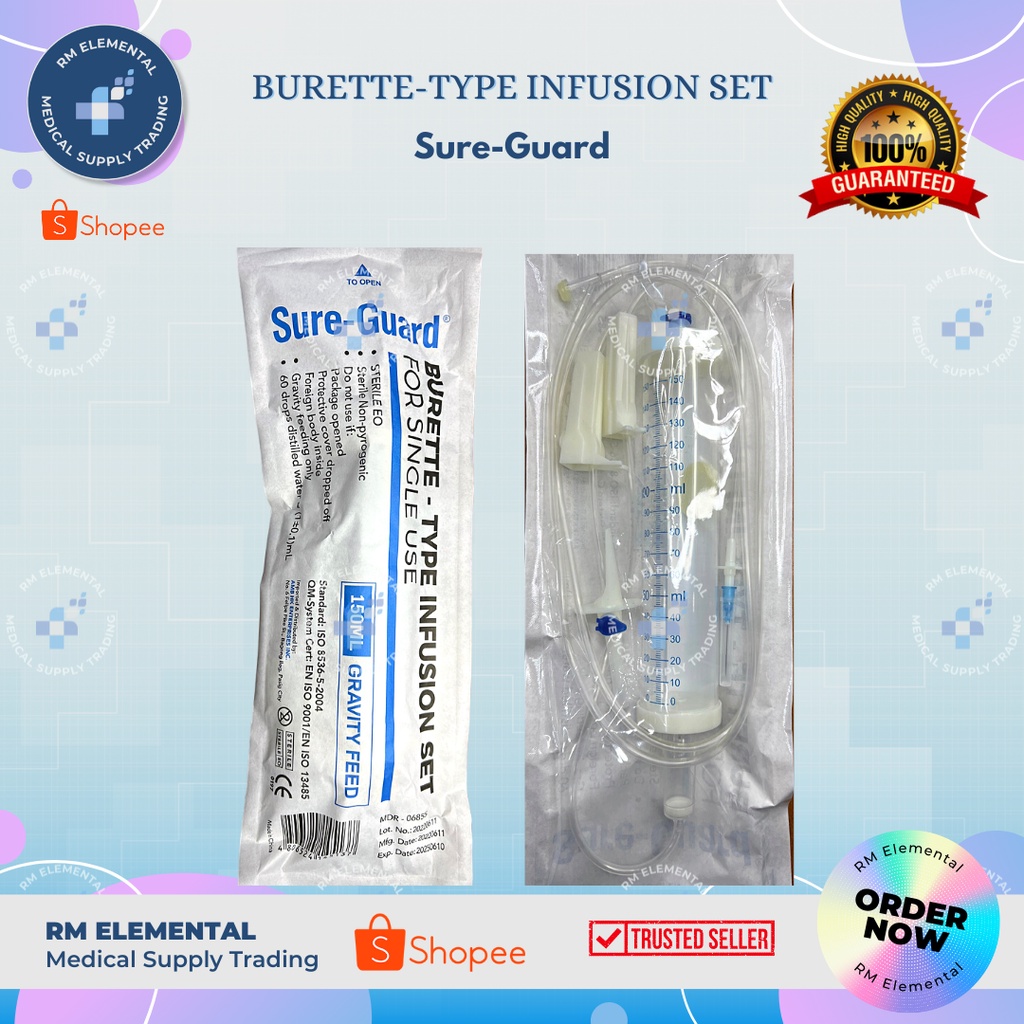 BURETTE / SOLUSET TYPE INFUSION SET SUREGUARD 150 ML GRAVITY FEED