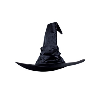 ﹍Halloween Witch Hat Party Decoration Curved Mesh Pumpkin Print Magician Black Pointed Wizard #2