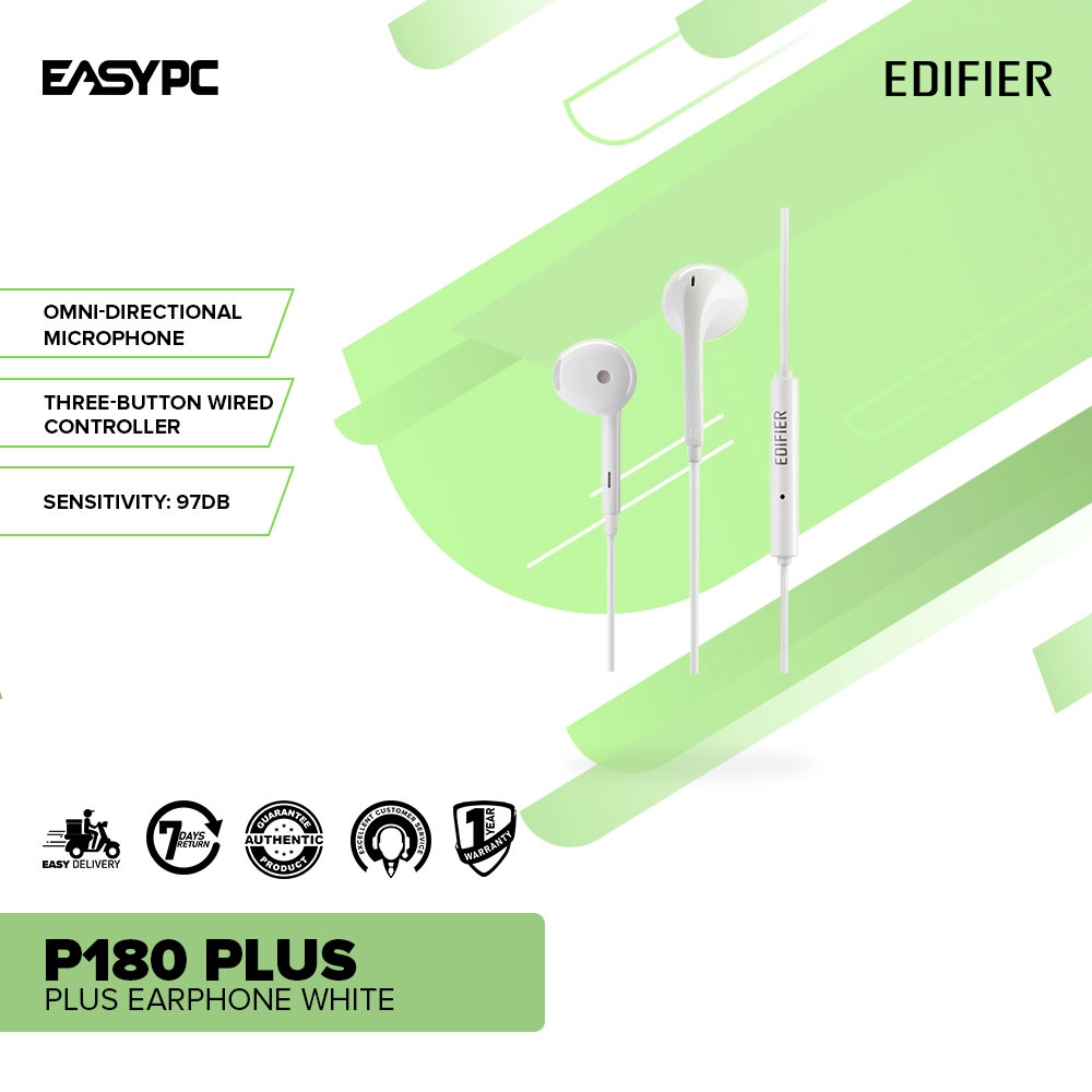EasyPC | Edifier P180 Plus Earphone White omni-directional microphone ...