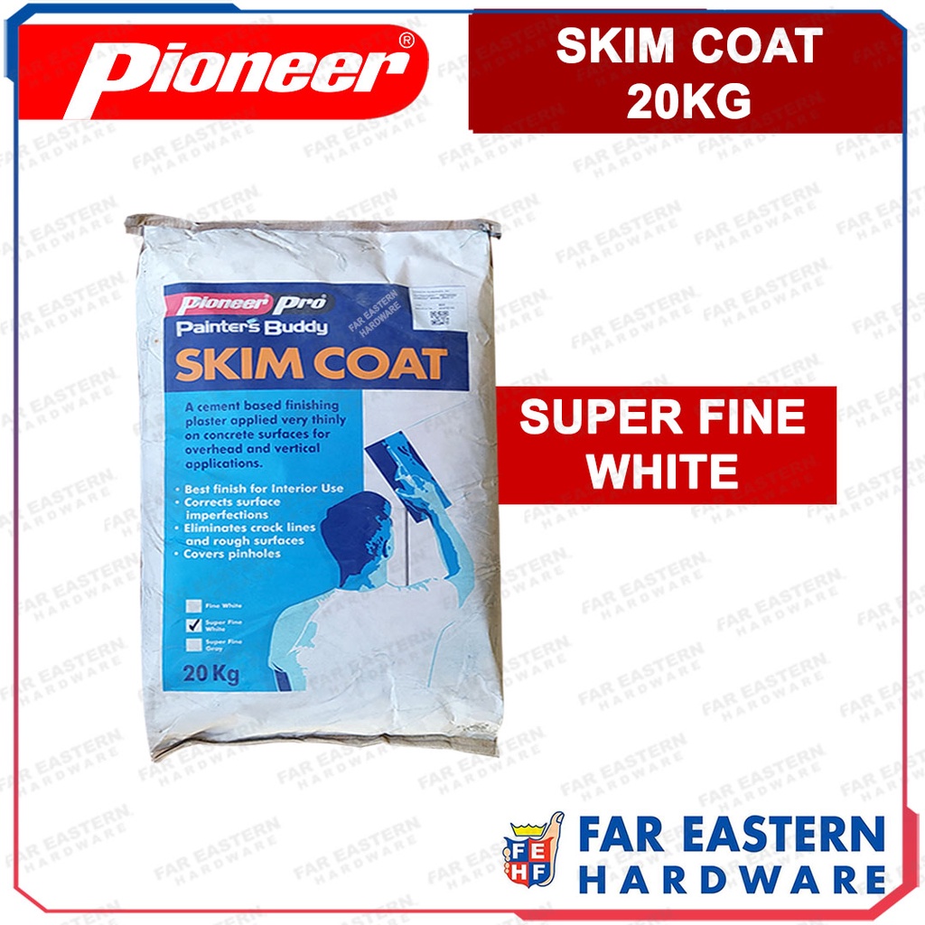 PIONEER Skim Coat Cement Powder Super Fine White 20Kg Skimcoat Shopee