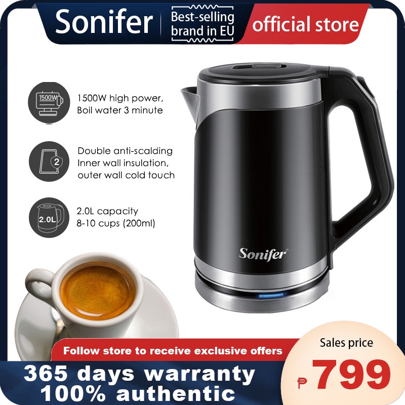 Sonifer electric kettle heater kettle stainless 2L water heater kettle