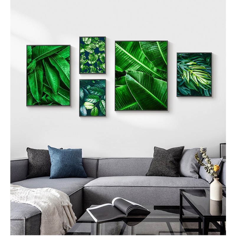 Green Plants Palm Monstera Big Leaf Wall Art Print Canvas Painting Nordic Posters And Prints Wall Pictures For Living Room Decor