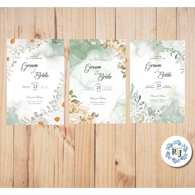 Sage Green Wedding Invitation | Personalized | Free Layout | Shopee