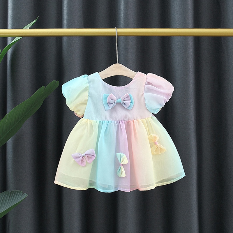 Baby Girl Clothing Colorful Princess Dress Kids Gradient Color