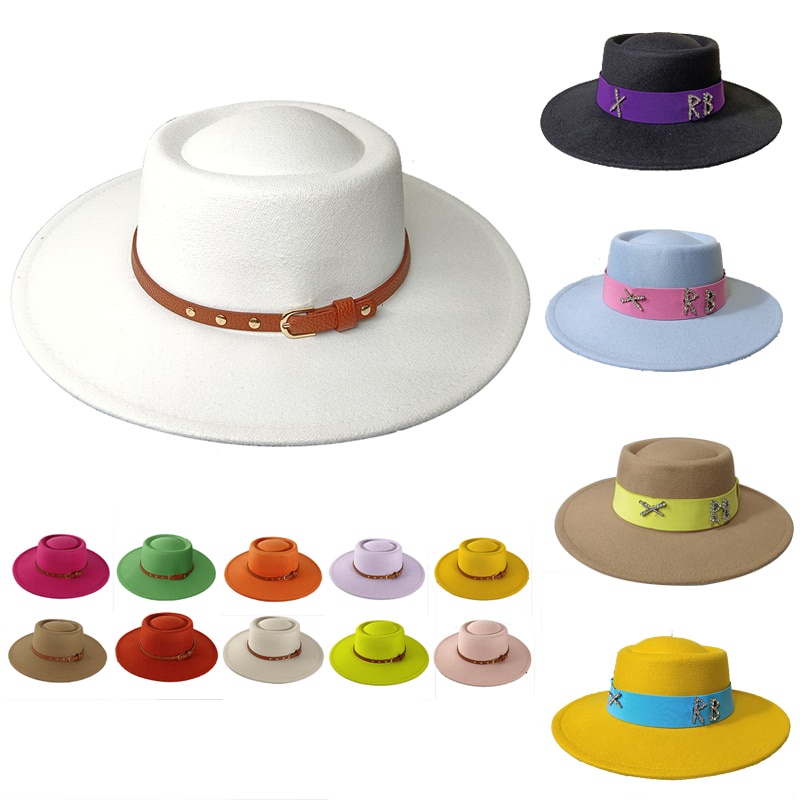 Ladies Wool Fedora Hats For Women Men Red Hat Luxury  Church Panama Bump Cap Fedora Hats With Brown Belt Wholesale 2022
