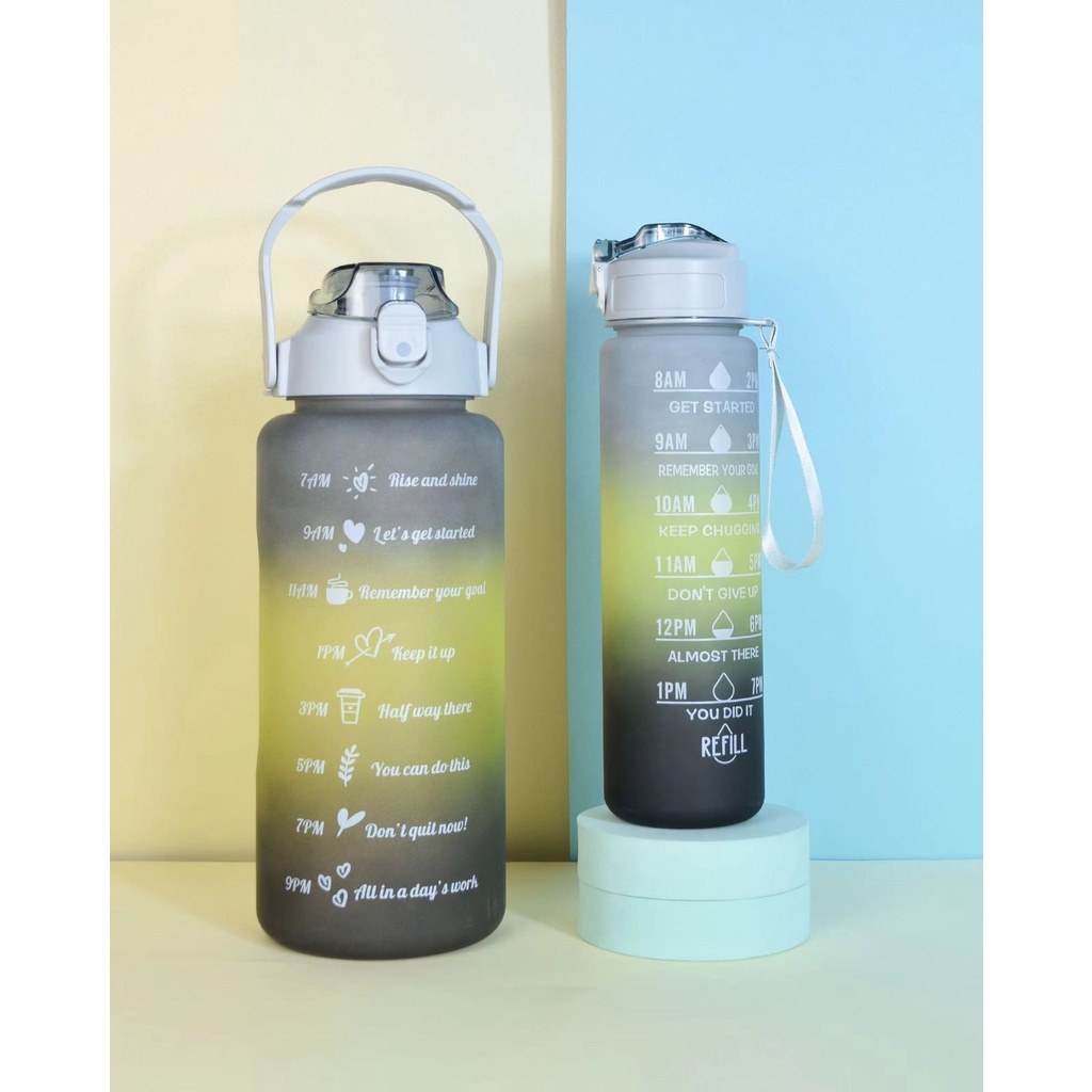 【One Set】2Liter + 1Liter PASTEL Motivational Water Bottle with Time ...