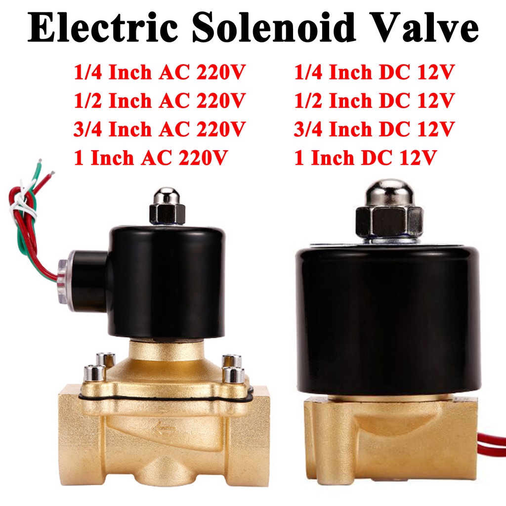 Electric Solenoid Valve Two Way Brass DC 12V AC 220V 1/4" 1/2" 3/4" 1