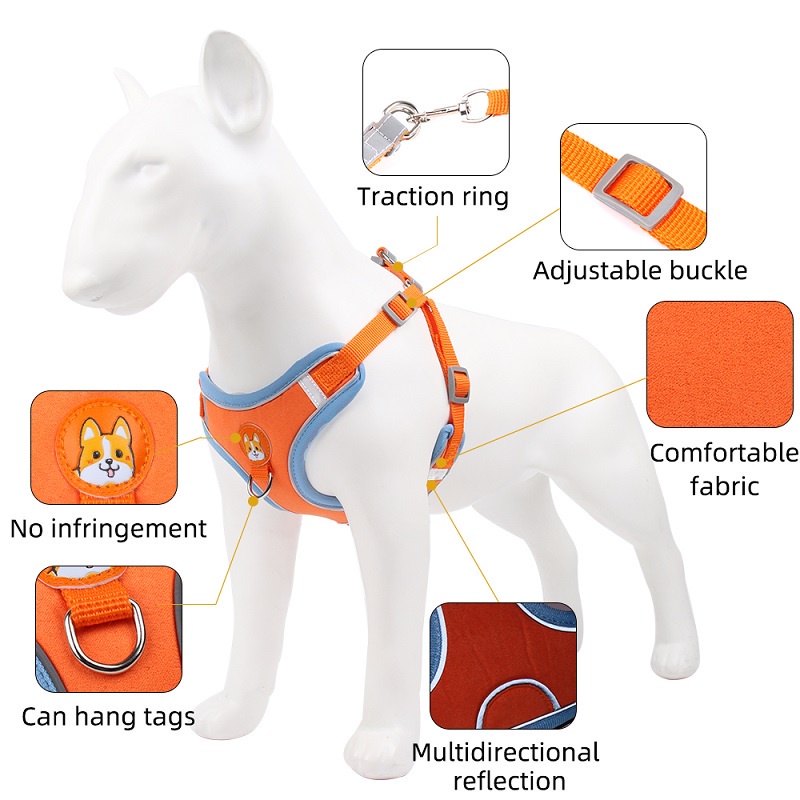 Pet Dog Harness With Leash Pet Adjustable Reflective Harness Vest Puppy Harness Vest for Dog Cat #6