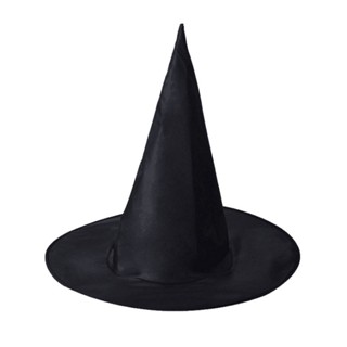 ﹍Halloween Witch Hat Party Decoration Curved Mesh Pumpkin Print Magician Black Pointed Wizard #3