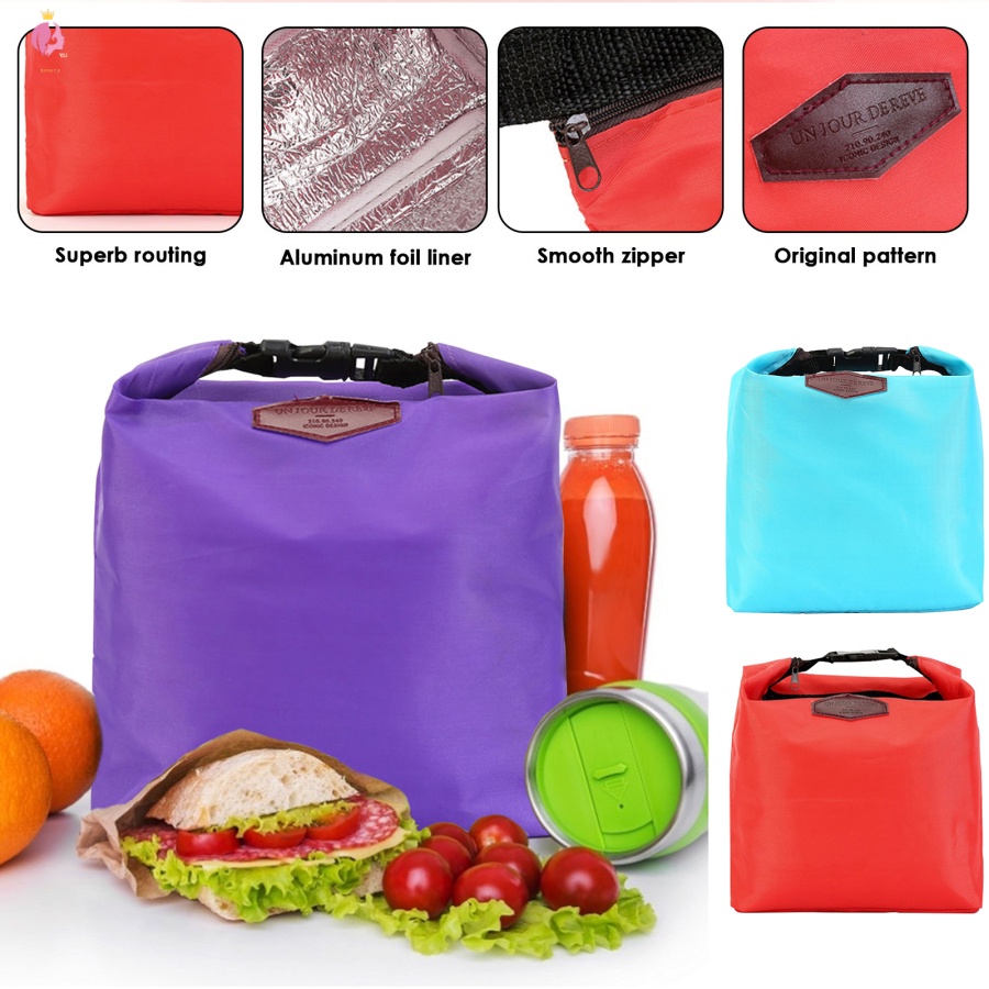 YJ Home Fashion Luch Bag Insulated Cold Canvas Stripe Picnic Carry Case ...