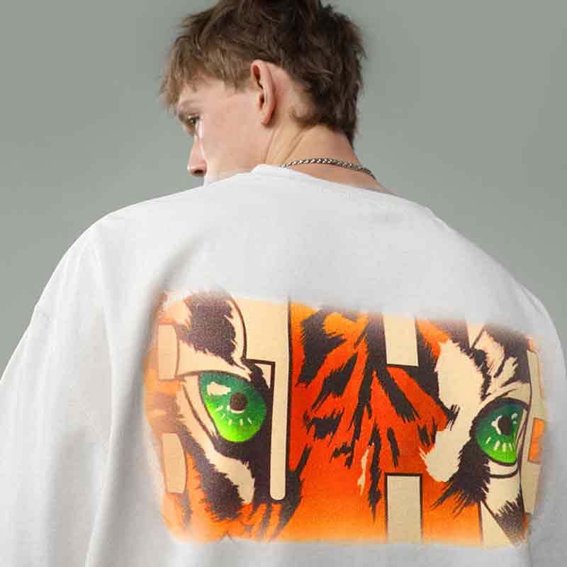tshirt unisex summer tiger eyes american print Trendy Brand black plus size top cotton crewneck tees