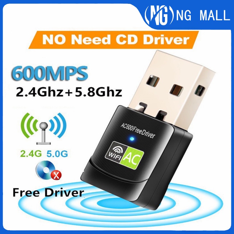 NG MALL 600Mbps USB Wifi Dongle Wireless WiFi Adapter 2.4G/5GHz PC WiFi