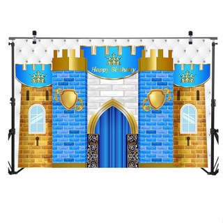 HotRoyal Prince Birthday Backdrop Castle Brick Wall Happy Party Decorations Banner Boy's Photography #3