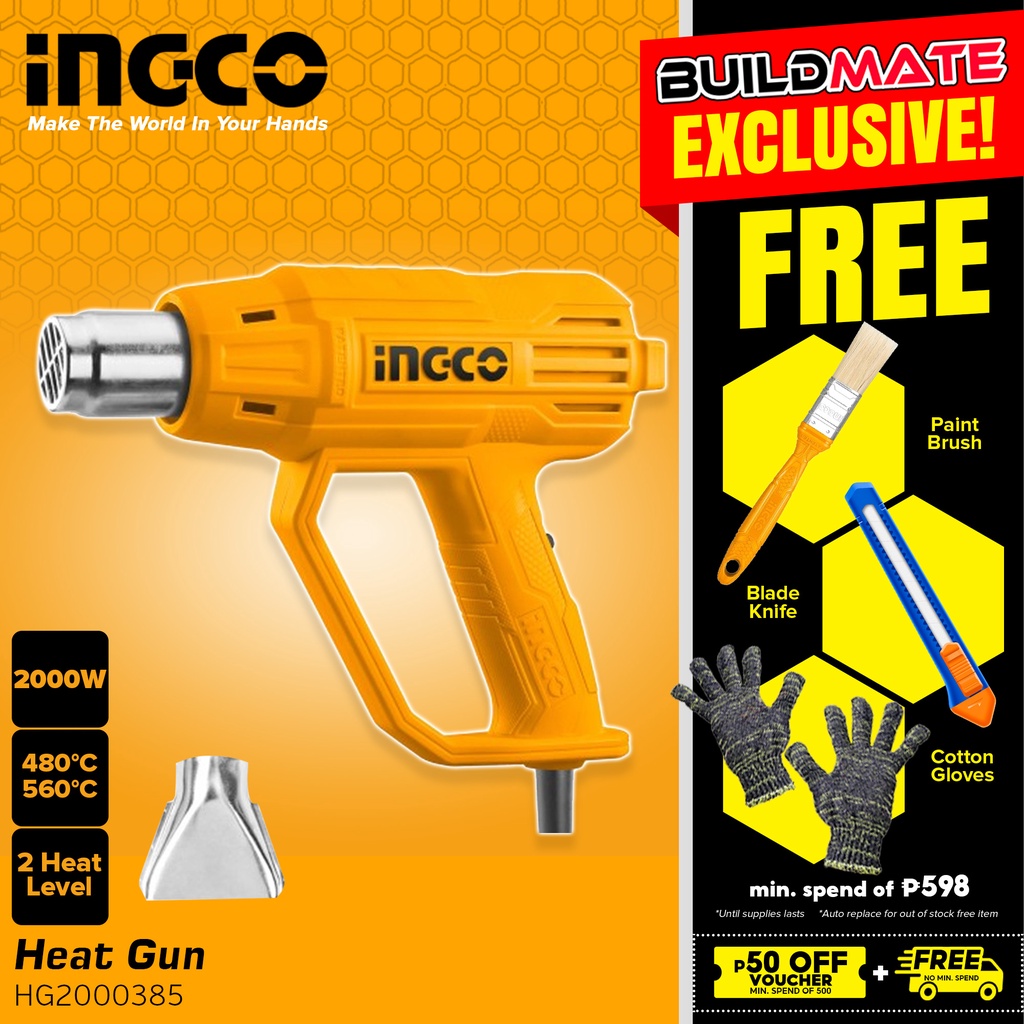 INGCO Heat Gun Hot Air Plastic Sealer Heater Blower Heat Shrink 2000W