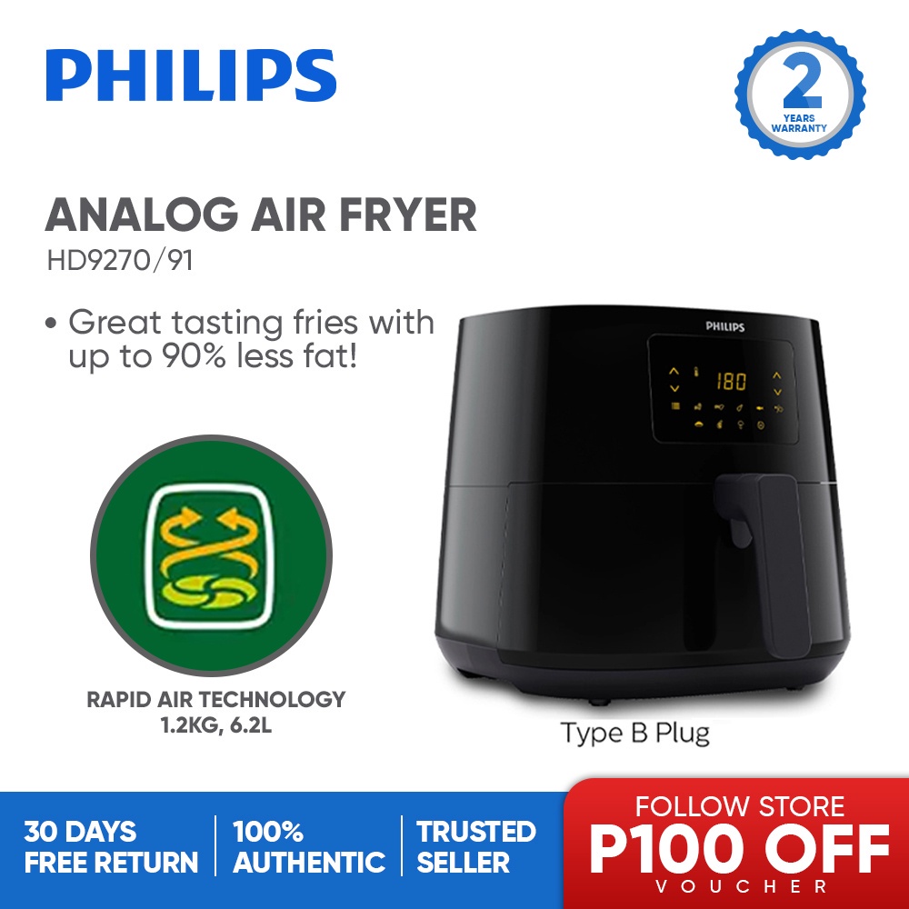 Philips HD9270/91 Digital Air Fryer XL Size Healthy Low Fat OilFree Multicooker Fryer 6.2 Liter