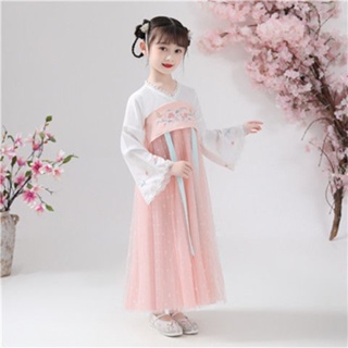 Children Hanfu Girls Ancient Costume Super Fairy Cherry Blossom Princess Spring Autumn Dress Children's Clothing Summer Thin Skirt Tang Suit #8