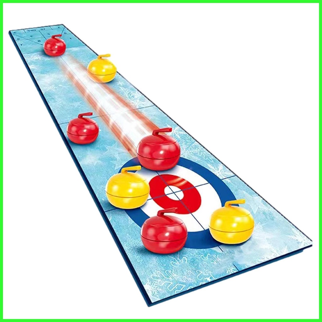 Curling Game Compact Desktop Roll Up Curling Game Set Family Fun Board